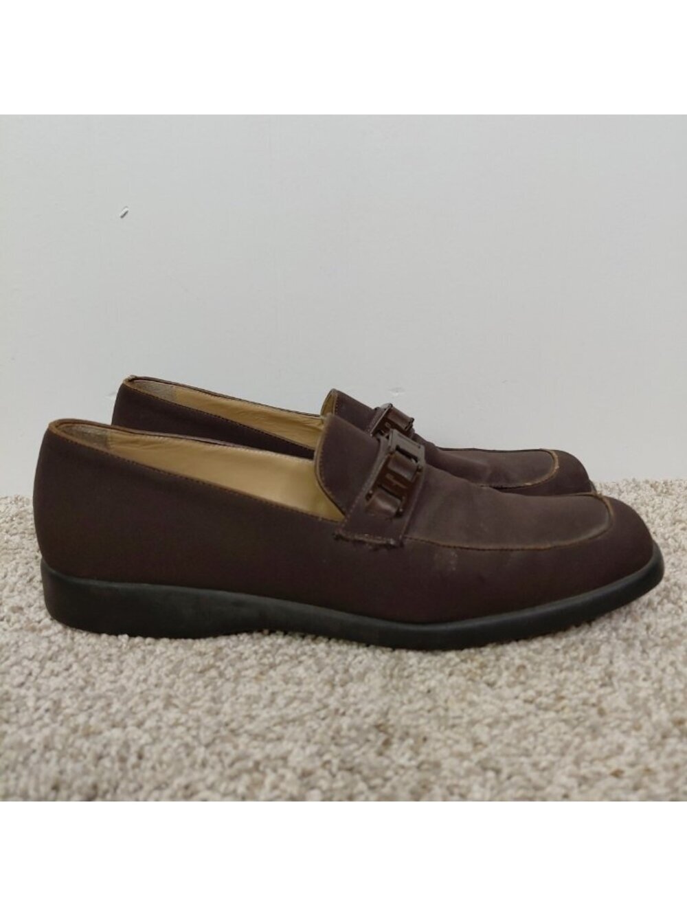 Salvatore Ferragamo Shoes Womens Size 8.5 Narrow Loafers Brown 90s Retro Buckle